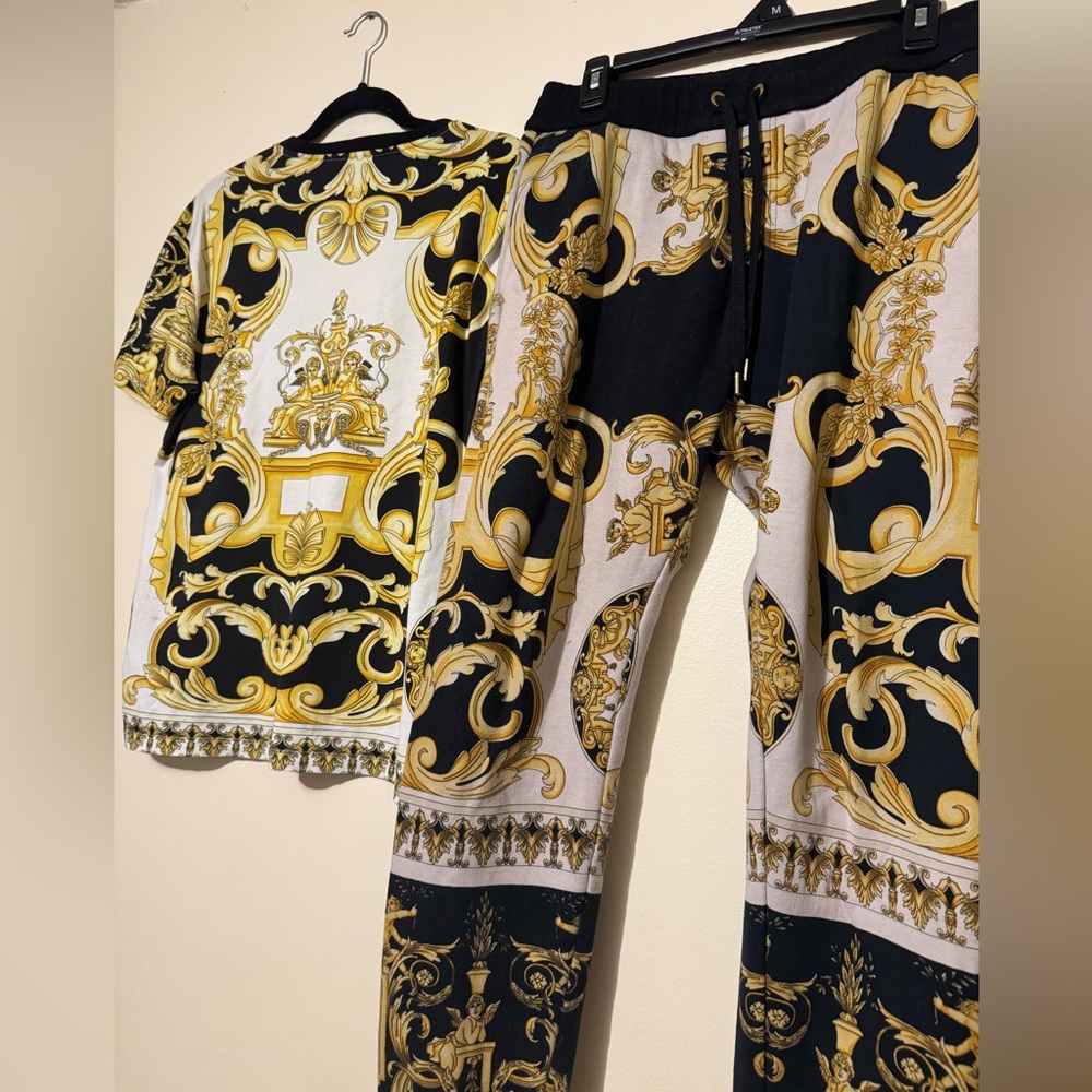 Versace Tribute Ss 92’ Baroque Print T Shirt Joggers Pants Set